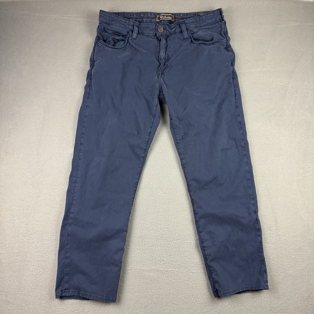 34 Heritage Pants Men's 35x28* Blue Courage‎ Mid Rise Distressed Stretch